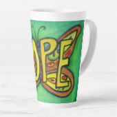 Hope Word Art Green Butterfly Wing Cup Latte Tasse (Rechte Ecke)