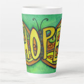 Hope Word Art Green Butterfly Wing Cup Latte Tasse (Vorderseite)
