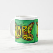 Hope Word Art Green Butterfly Wings Coffee Tasse (Vorderseite Links)