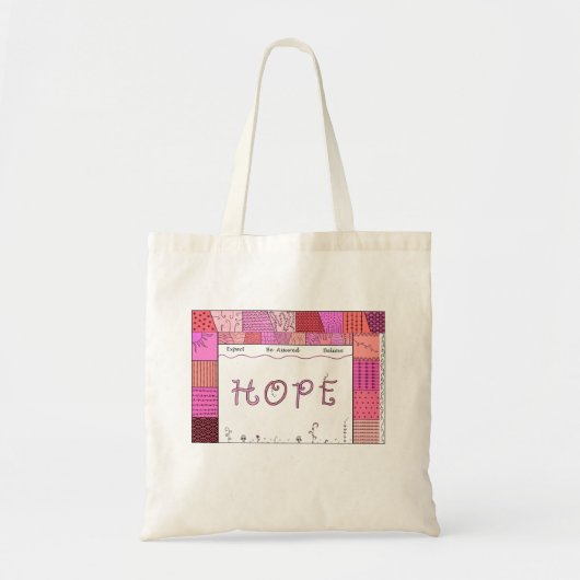 Hope Word Art with Doodles in Shades of Pink Tragetasche (Vorne)