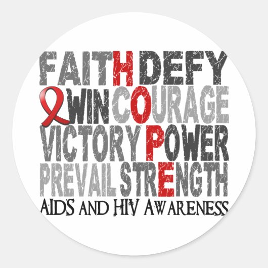 Hope Word Collage AIDS Runder Aufkleber (Vorderseite)