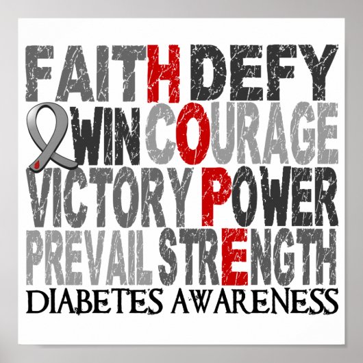 Hope Word Collage Diabetes Poster (Vorne)