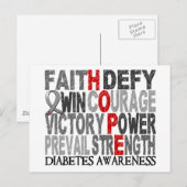 Hope Word Collage Diabetes Postkarte (Vorne/Hinten)