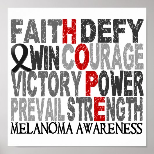 Hope Word Collage Melanoma Poster (Vorne)