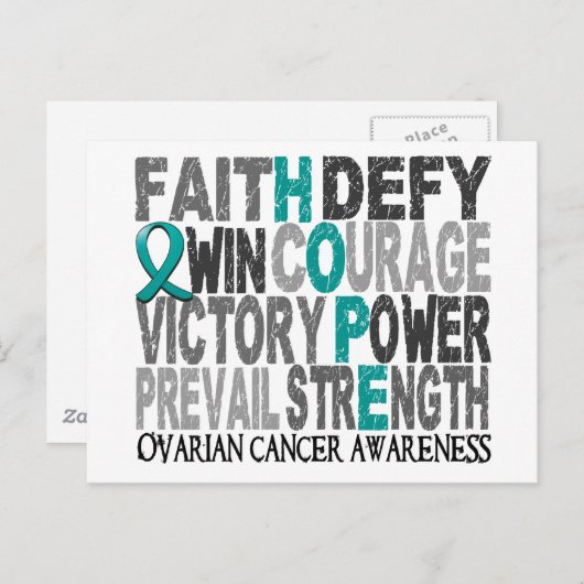 Hope Word Collage Ovarialkarzinom Postkarte (Vorne/Hinten)