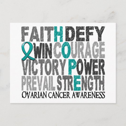 Hope Word Collage Ovarialkarzinom Postkarte (Vorderseite)