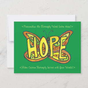 Hope Word Green Butterfly Custom Art Einladungen