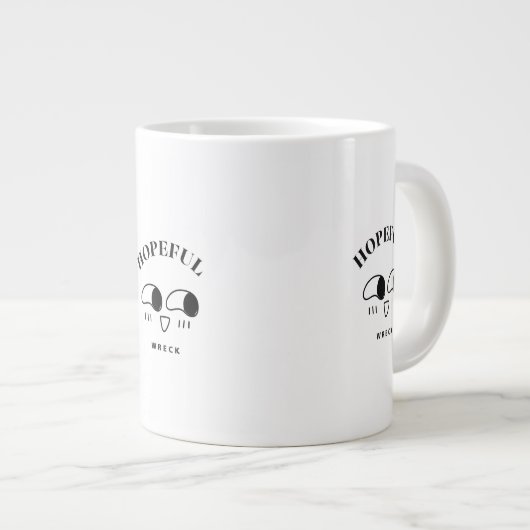 Hopeful Wreck Minimalist Typography Design Jumbo-Tasse (Vorderseite Rechts)