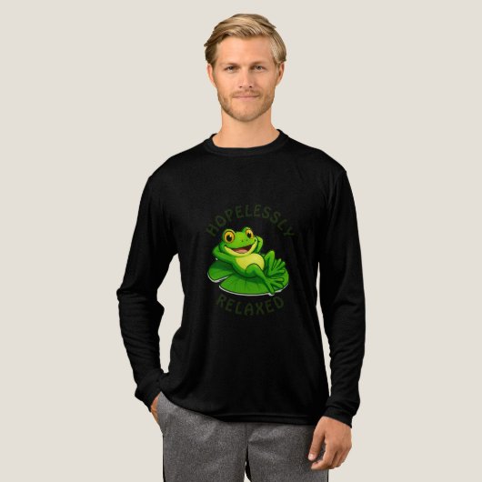 Hopelessly Relaxed Frog – Chill and Carefree Vibes Tri-Blend Shirt (Volle Vorderseite)
