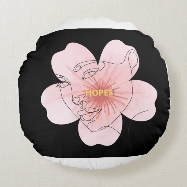 HOPES! – portrait floral minimal Rundes Kissen (Vorderseite)