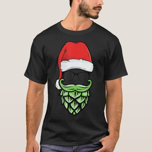 Hopfen Bart Hipster Weihnachtsbäume Lover T-Shirt (Vorderseite)