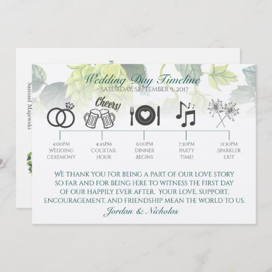 Hopfen, Bier-Hochzeitsprogramm Programm (Vorne/Hinten)