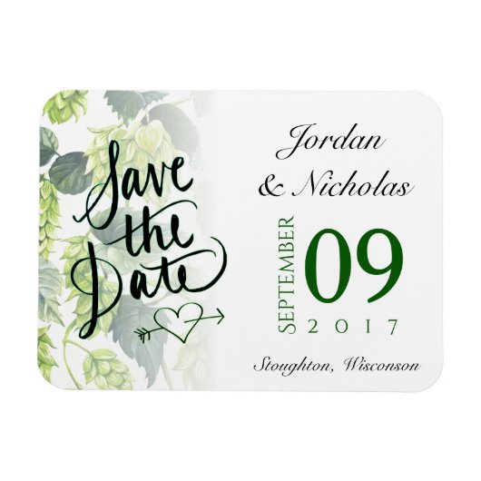 Hopfen, Bier speichern Sie das Datum Magnet (Horizontal)