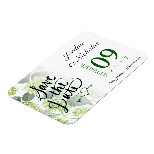 Hopfen, Bier speichern Sie das Datum Magnet (Linke Seite)