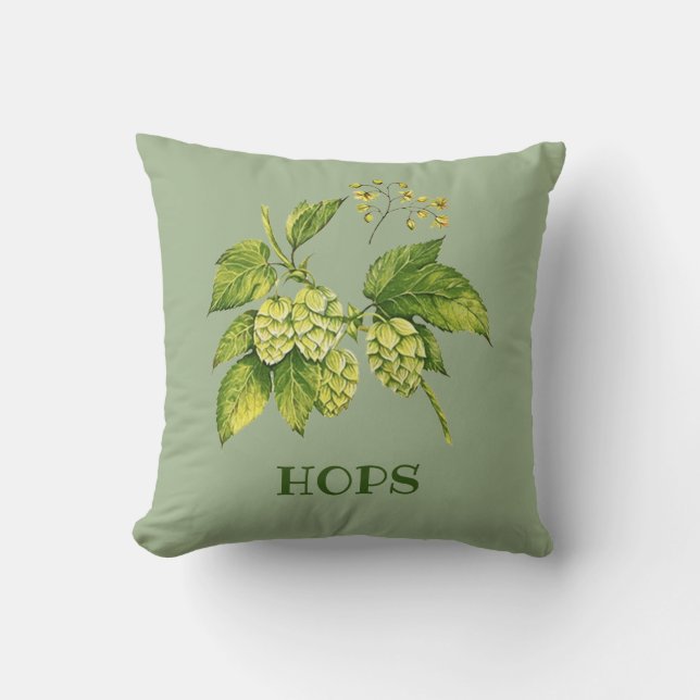 Hopfen Blume und Blätter Design Kissen (Vorderseite)