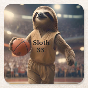 Hopfen und Hangs: Der Slam Dunking Sloth, Rechteckiger Pappuntersetzer