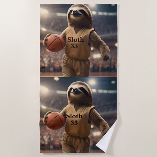 Hopfen und Hangs: Der Slam Dunking Sloth, Strandtuch (Vorderseite)