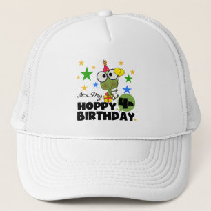 Hopfenreicher Frosch-4. Geburtstags-T - Shirts und Truckerkappe