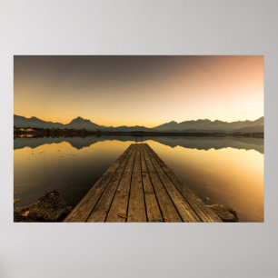 Hopfensee mit Jetty & Alpen Poster