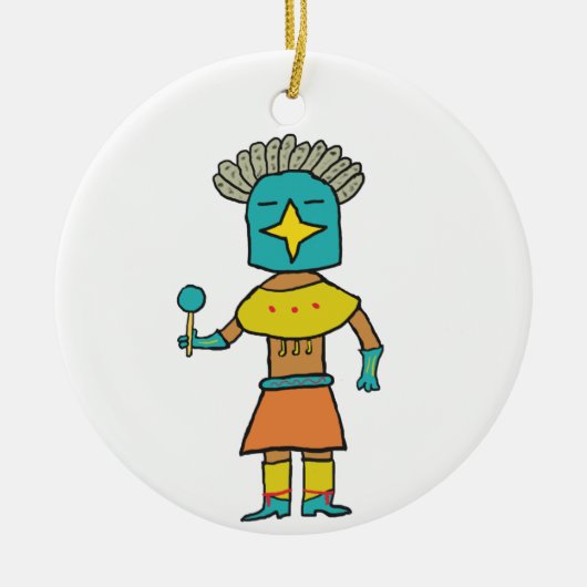Hopi Doll Blue Star Kachina Keramik Ornament (Vorne)