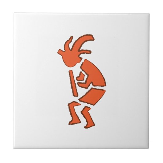 Hopi Flute Player - Südwestindisches Design Fliese (Vorderseite)