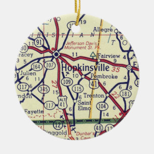 Hopkinsville KY Vintage Karte Keramik Ornament