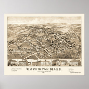 Hopkinton, panoramische Karte MAs - 1880 Poster