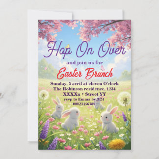 Hopp auf Ostern Floral Hase Frühling Brunch Einladung