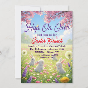 Hopp zu Ostern Floral Hase Frühling Brunch Einladung