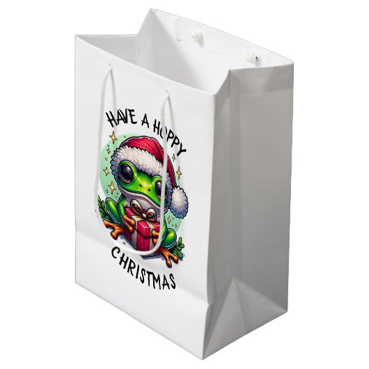 Hoppe Weihnachten | Froschpuppe Mittlere Geschenktüte (Vorderseite Schrägansicht)