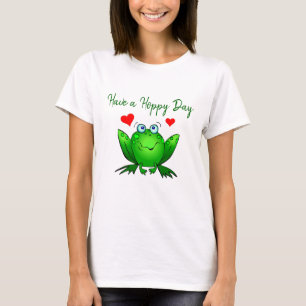 Hoppeltag Süßer Grüner Frosch mit Herzen T-Shirt