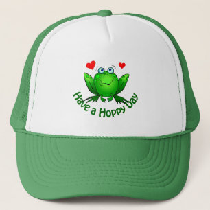 Hoppeltag Süßer Grüner Frosch mit Herzen Truckerkappe