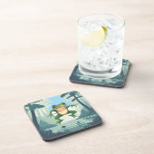 Hoppen von Frosch in einem Sumpf-Untersetzer Getränkeuntersetzer (Rechte Seite)