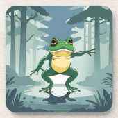 Hoppen von Frosch in einem Sumpf-Untersetzer Getränkeuntersetzer (Vorderseite)