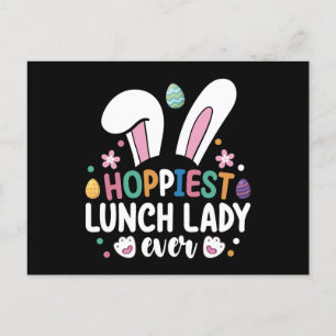 Hoppiest Lunch Lady School Ostern Bunny Eggs Postkarte