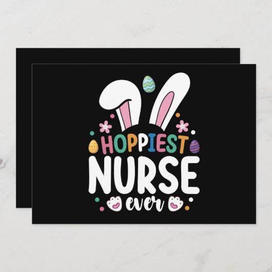 Hoppiest Nurse Ever Osterfest Bunny Eggs Einladung (Vorne/Hinten)