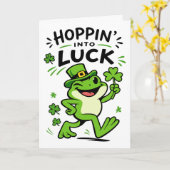 Hoppin Into Luck Funny St Patricks Day Frog Karte (Gelbe Blume)
