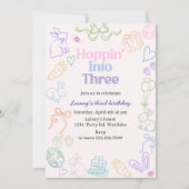 Hoppin’ Into Three Birthday Invitation – Bunny 3rd Einladung (Vorderseite)
