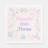 Hoppin’ Into Three Birthday Napkins – Bunny 3rd Bi Serviette (Vorderseite)