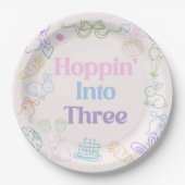 Hoppin’ Into Three Birthday plates– Bunny 3rd  Pappteller (Vorderseite)
