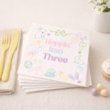 Hoppin’ Into Three Geburtstagsservietten – Hase 3.