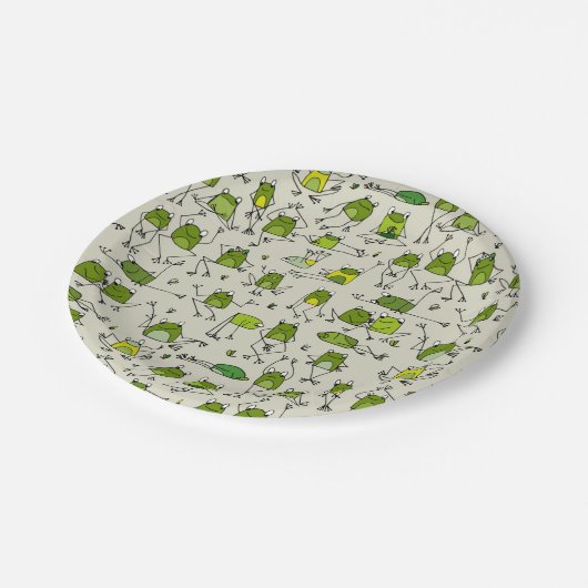 Hoppin-Stick-Ribbit von Grooviden Green Frogs Pappteller (Schrägansicht)