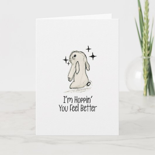 Hoppin’ You Feel Better Bunny Get Well Card Karte (Vorderseite)