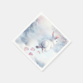 Hopping Bunny Verlassend Heart Paw Prints Serviette (Ecke)