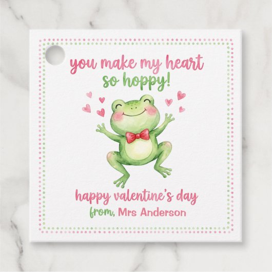 Hopping Frog Valentinstag Lehrer Schüler Geschenk Geschenkanhänger (Vorderseite)