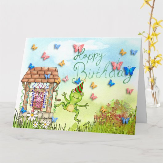 Hopping Happy Frog Geburtstag Karte (Gelbe Blume)