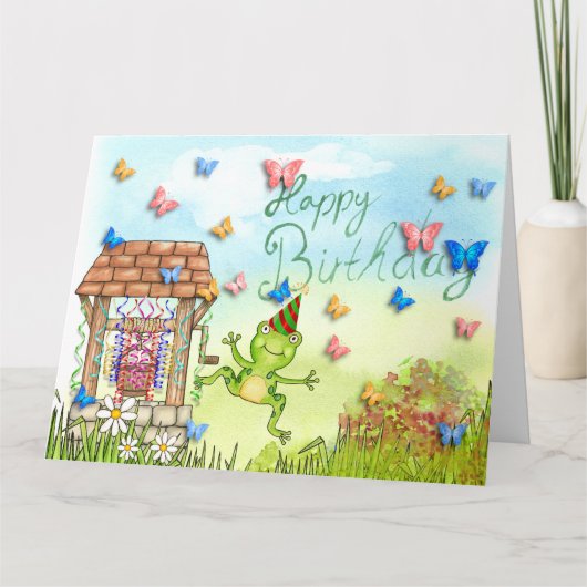 Hopping Happy Frog Geburtstag Karte (Vorderseite)
