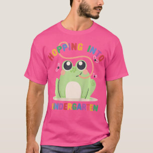 Hopping in den Kindergarten Niedlich Frosch zurück T-Shirt