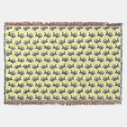 Hopping Rabbit Frenzy Wurfdecke (Hellgelb) Decke (Vorderseite)