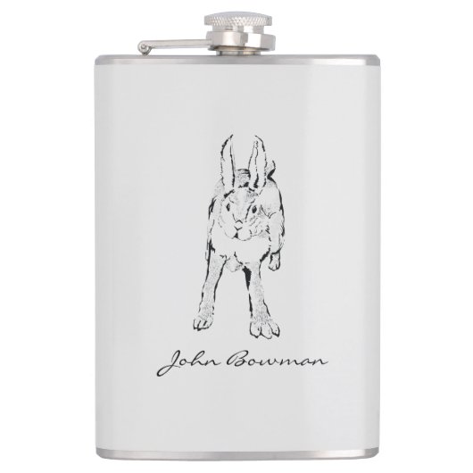 Hopping Wildes Kaninchen / Personalisierter Name Flachmann (Vorderseite)